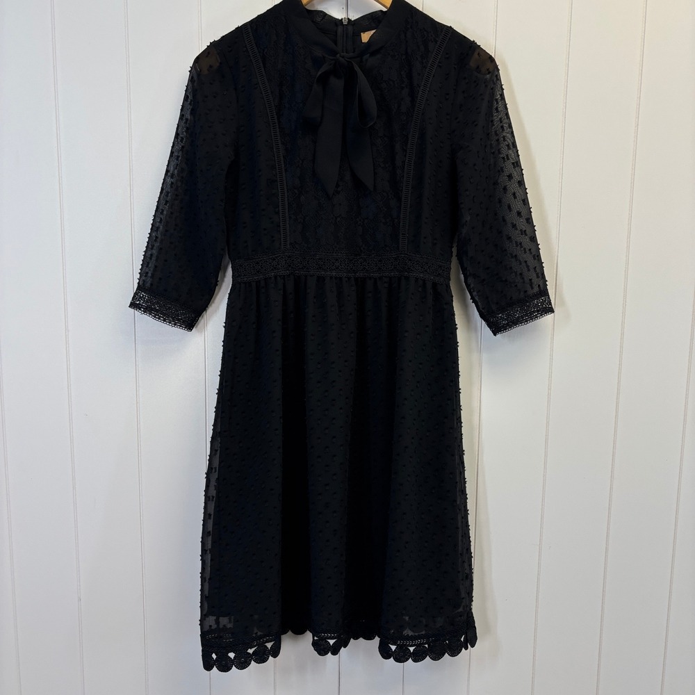 Carla Conti Dark Academia Swiss Dot Goth Midi Dress Women Size S Dark Romance